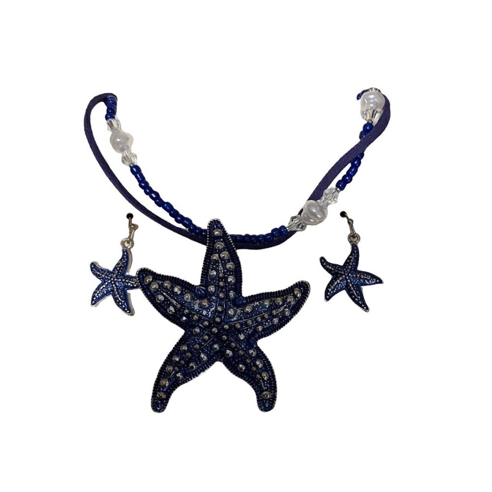 Kim Rogers‎ Starfish Beaded necklace & earrings set Beach Cruise
